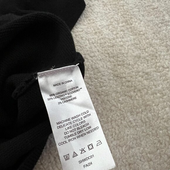 Quince Cashmere Cotton Link-Stitch Short Sleeve Dolman Sweater M Black - Picture 8 of 9